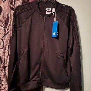 Adidas Black Track Top Lace 3 Stripes NWT Rita Ora Style